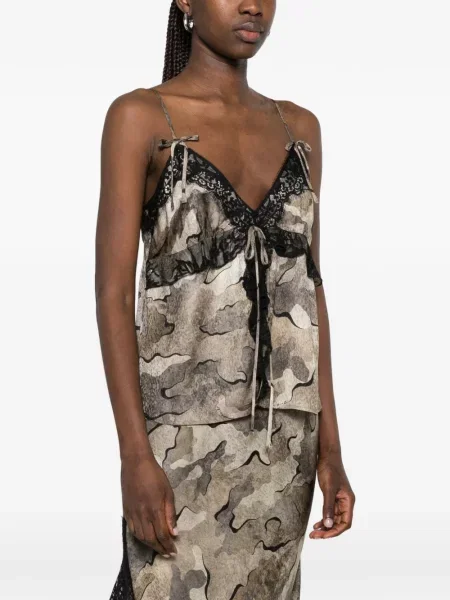 Top koronkowy Pinko z nadrukiem koronkowy w kamuflażu