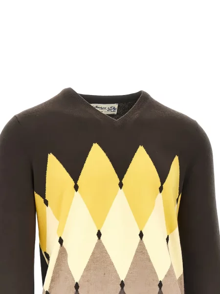 Pulover Ballantyne din cașmir cu model argyle maro