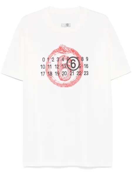 Tricou Mm6 Maison Margiela cu model piele de șarpe alb