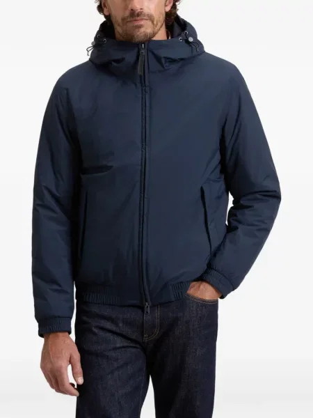 Geacă Woolrich cu glugă albastru