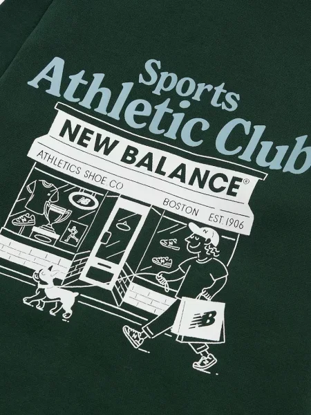 Суичър с качулка New Balance зелено