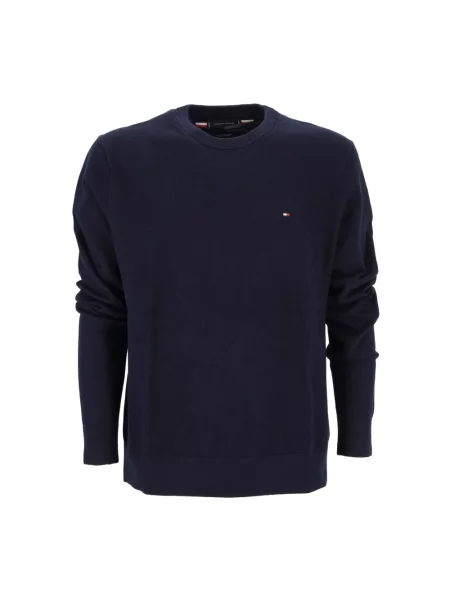 Sweter z dzianiny o kroju regular fit z mieszanki bawełny i kaszmiru Tommy Hilfiger granatowy