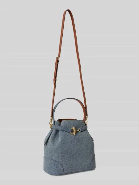 Torebka do ręki z denimu Lauren Ralph Lauren niebieska