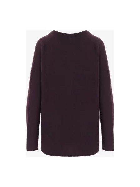 Sweter Allude z dekoltem w serek fioletowy