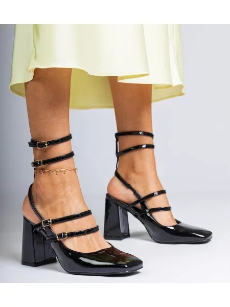 Pantofi cu toc D/ceo cu toc bloc negru