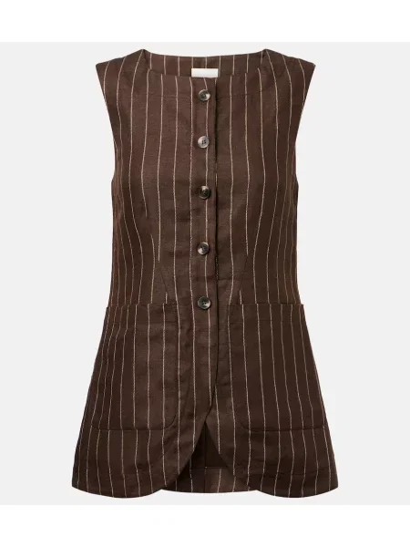 Vestă Posse de in cu dungi maro