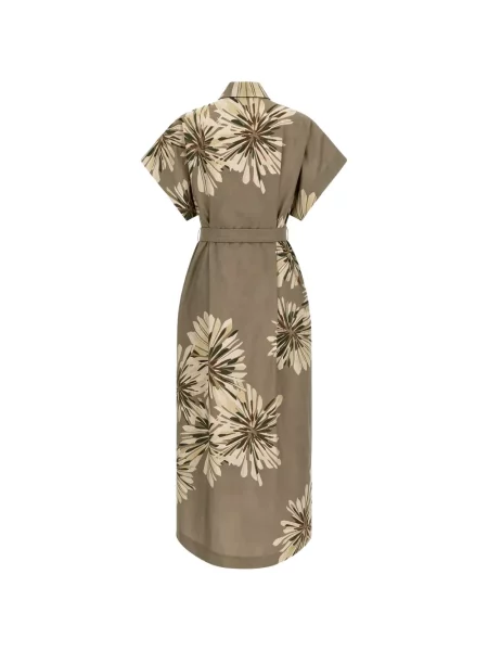 Rochie tip cămașă Brunello Cucinelli cu model floral cu imagine verde
