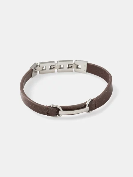 Кожена гривна Trussardi T-LEATHER кафяво