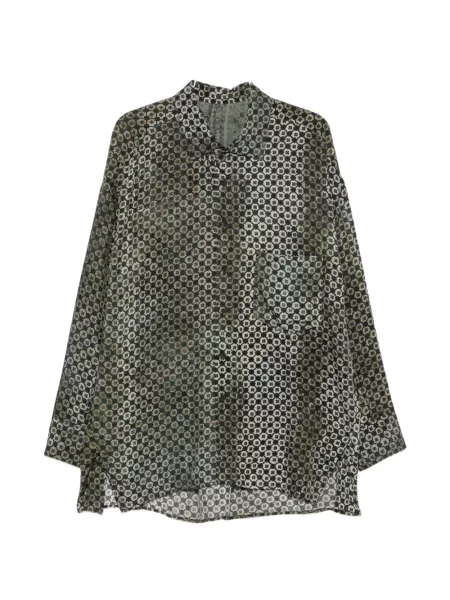 Lung cămașă Ziggy Chen cu imagine cu imprimeu geometric verde