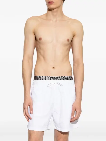 Долнища на бански Emporio Armani с автограф с връзки бяло
