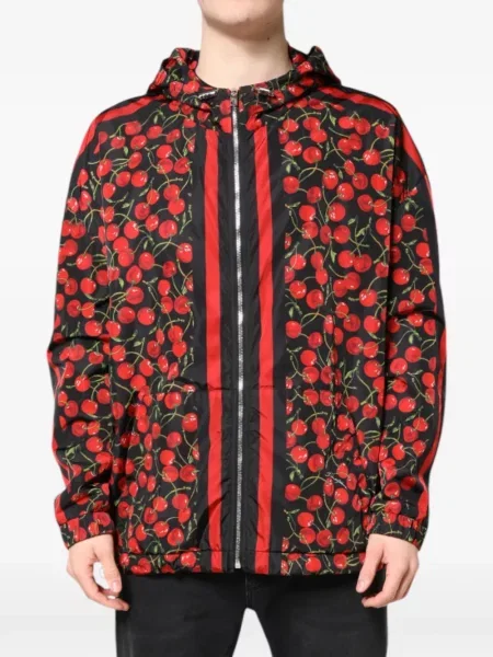 Geacă Dolce & Gabbana cu glugă cu imagine negru