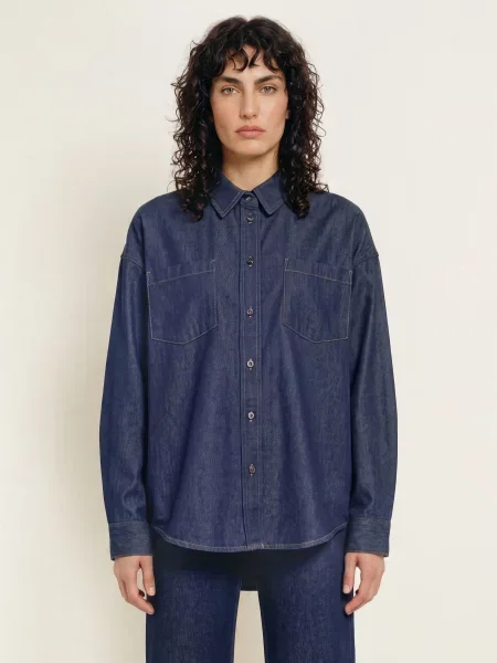 The Frankie Shop Džínová Halenka Deira tmavě modrá