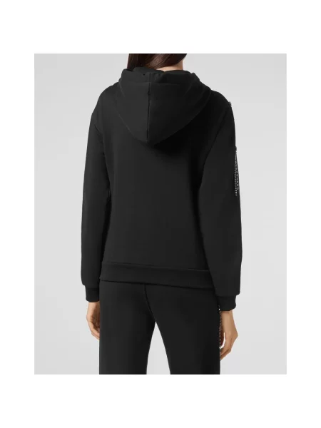 Bluza z kapturem Philipp Plein z frędzli czarna