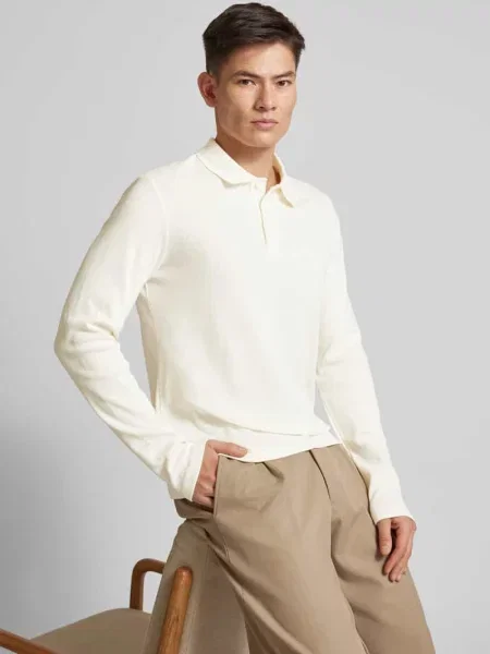 Koszulka polo o kroju slim fit z detalem z logo model ‘ELIAS’ Casual Friday białe