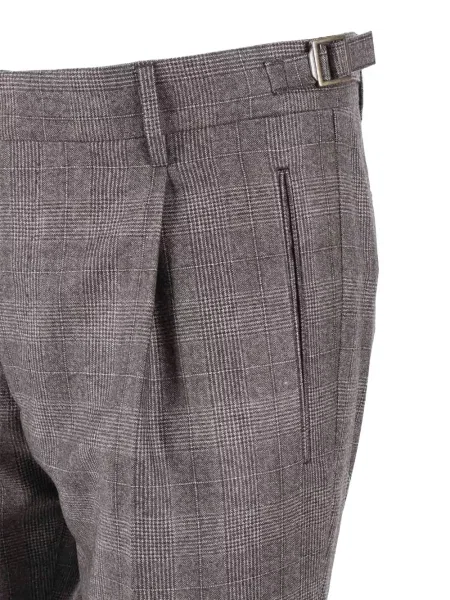 Pantaloni Berwich în carouri plisate maro