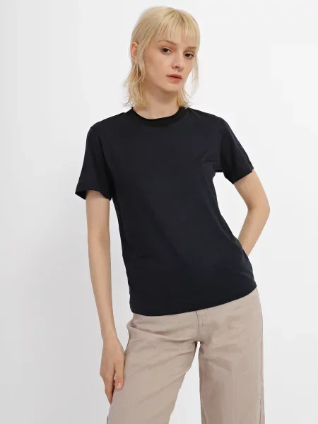 Вовняна футболка Emporio Armani синя