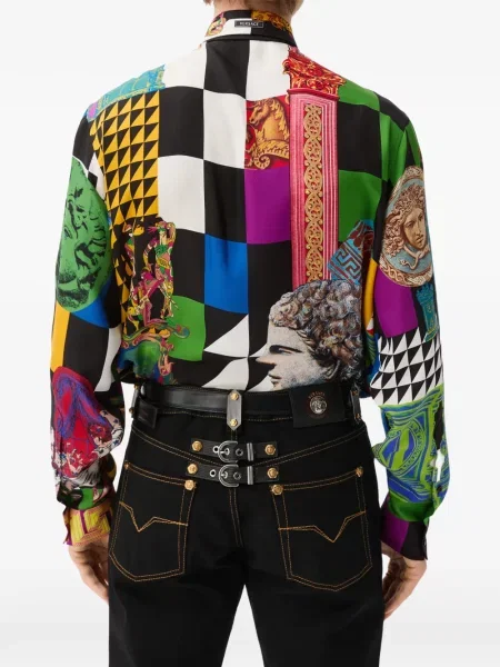 Cămașă Versace de mătase negru