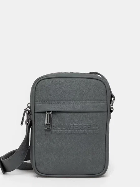 Usnjena torbica za okoli pasu Karl Lagerfeld siva