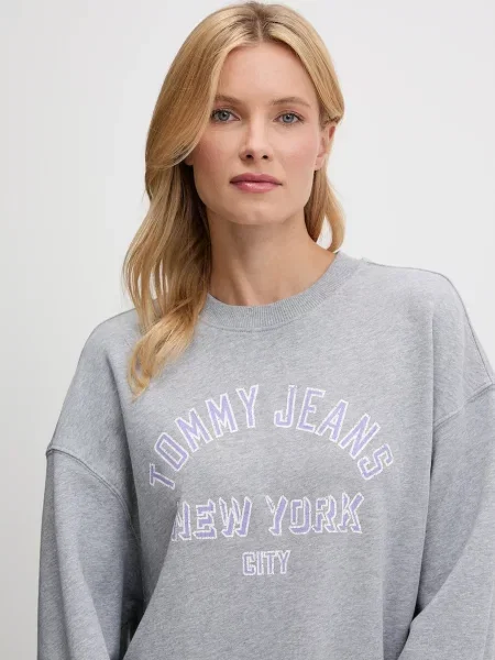 Mikina Tommy Jeans s potiskem šedá