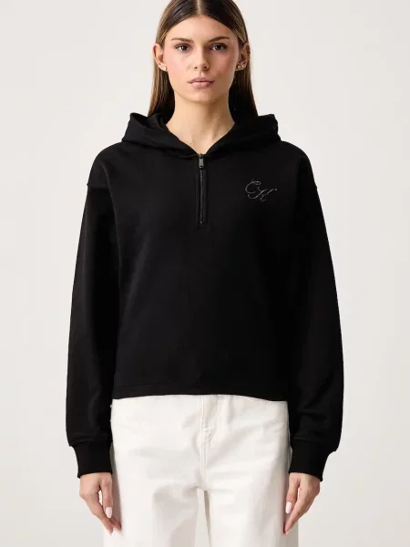 Calvin Klein Jeans mikina s kapucňou dámska s bavlnou čierna