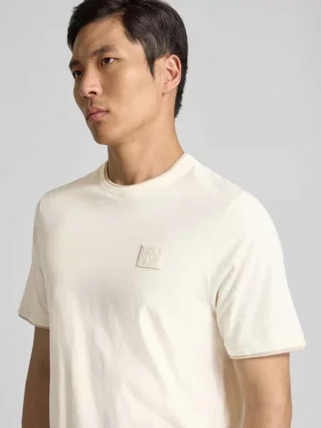 T-shirt o kroju slim fit z bawełny Maison Kitsune beżowa
