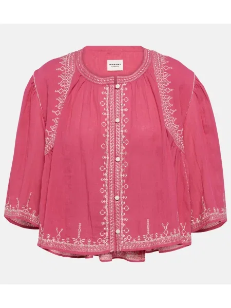 Top Marant Etoile cu broderie roz