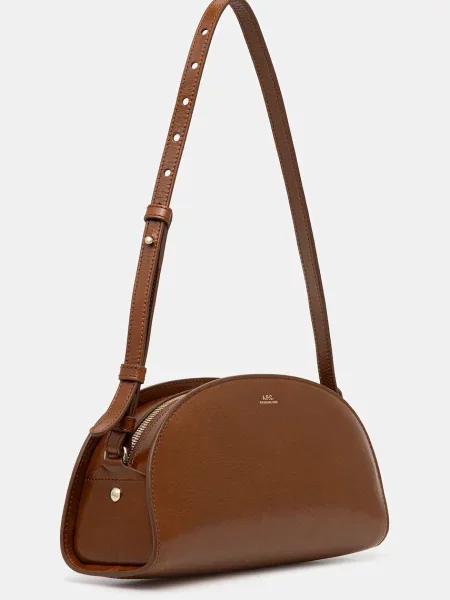 Шкіряна сумочка A.P.C. sac demi-lune shoulder коричневий