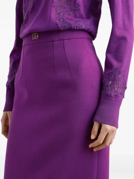 Fustă midi Dolce & Gabbana de lână până la genunchi violet
