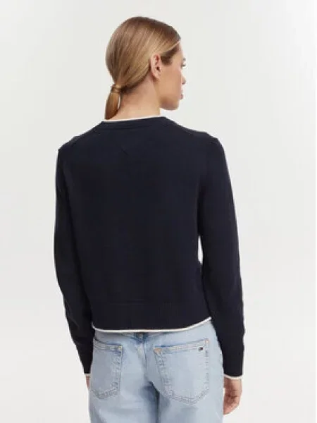 Tommy Jeans Sveter tmavomodrá / jasne červená biela