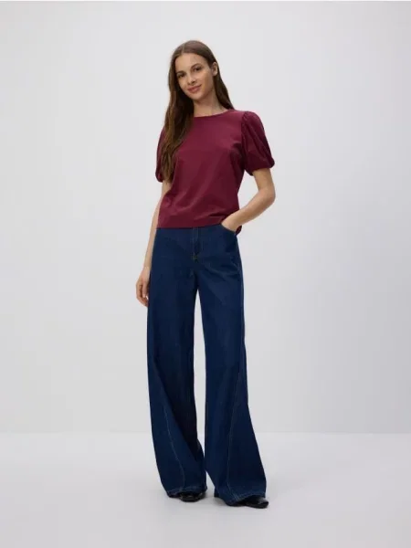 Reserved Блузка з декоративними рукавами буряковий 