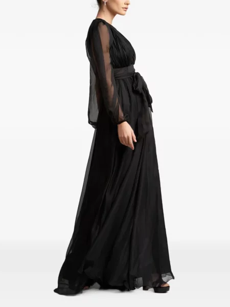 Rochie maxi Monarh de mătase negru