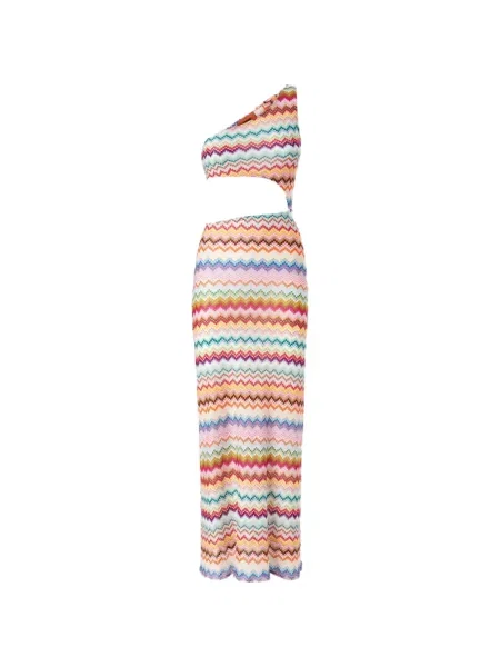 Rochie Missoni cu un umăr gol de costum roz