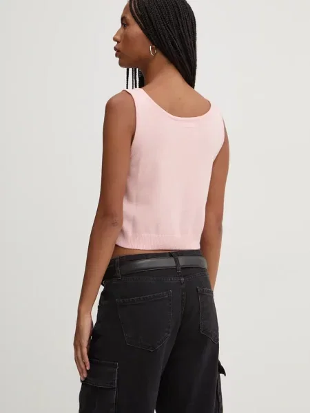 Шелковый топ Guess Jeans розовый