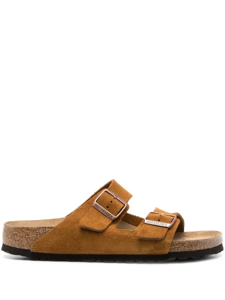 Sandale Birkenstock din piele de căprioară maro