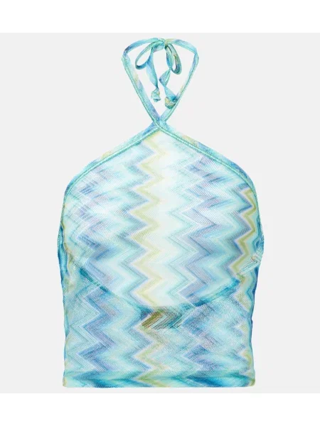 Top Missoni transparente cu gât halter