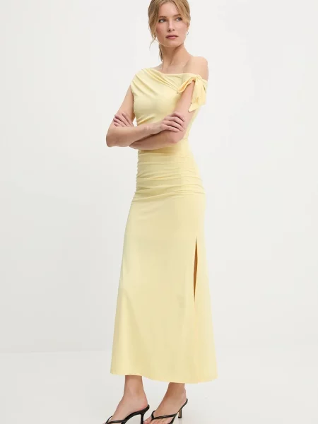 Answear Lab sukienka maxi dopasowana żółty