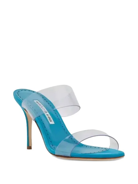 Велурени прозрачни сандали Manolo Blahnik бяло