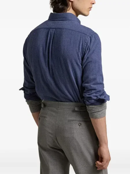 Samt prugasta košulja Polo Ralph Lauren s vezom plava