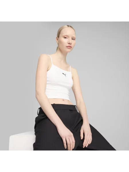 Prążkowana koszulka bez rękawów WARDROBE ESS biała