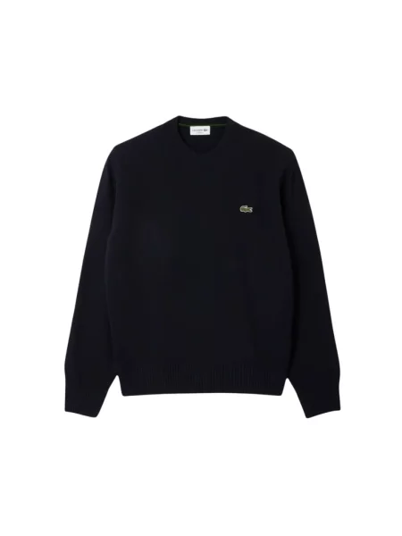 Bluza Lacoste wełniana z długim rękawem niebieska