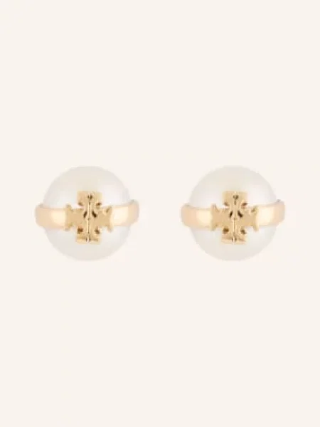 Tory Burch Kolczyki Moondance gold białe