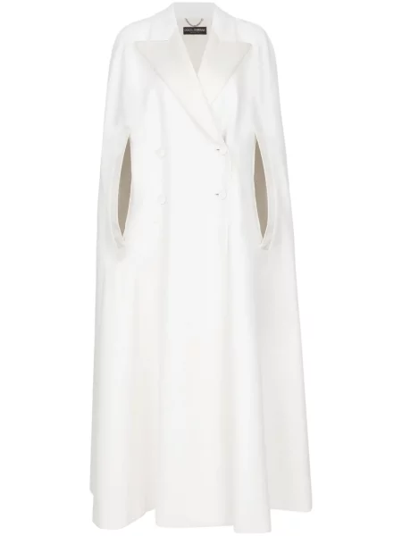 Maxi palton Dolce & Gabbana cu două rânduri de nasturi alb