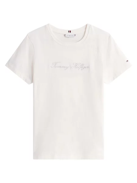 Tommy Hilfiger T-shirt Script Écru Regular Fit bež