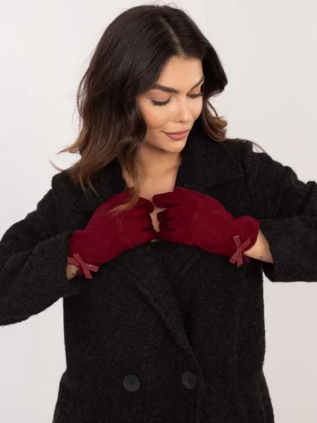 Rękawiczki Wool Fashion Italia bordowe