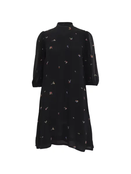 Rochie mini Ganni cu model floral cu imagine negru