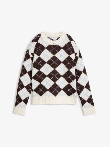 Sweter w norweski wzór w romby niebieski