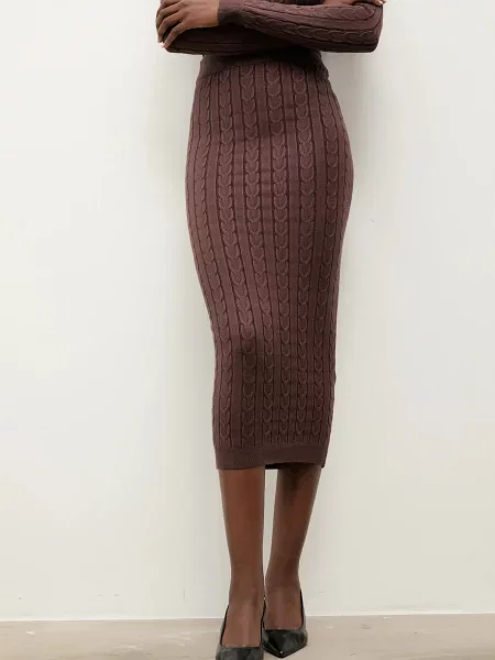 Answear.LAB sweter i spódnica brązowa