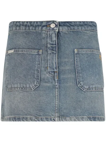 Haftowana mała mały spódnica mini Courreges niebieska