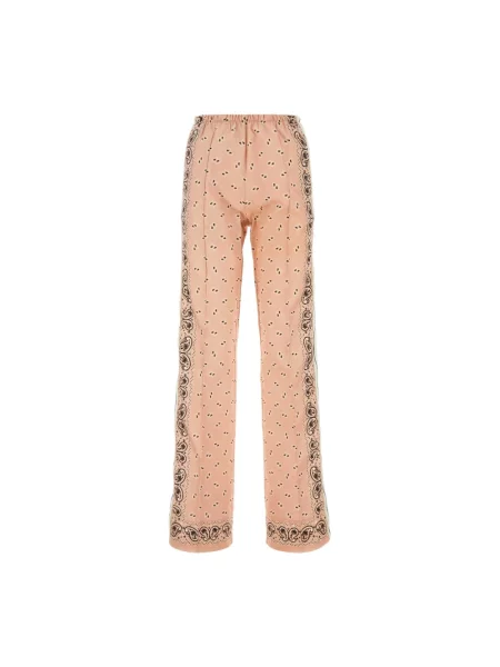 Lniane spodnie Palm Angels z nadrukiem z wzorem paisley różowe