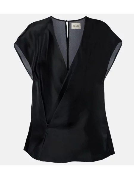 Top Khaite de mătase negru